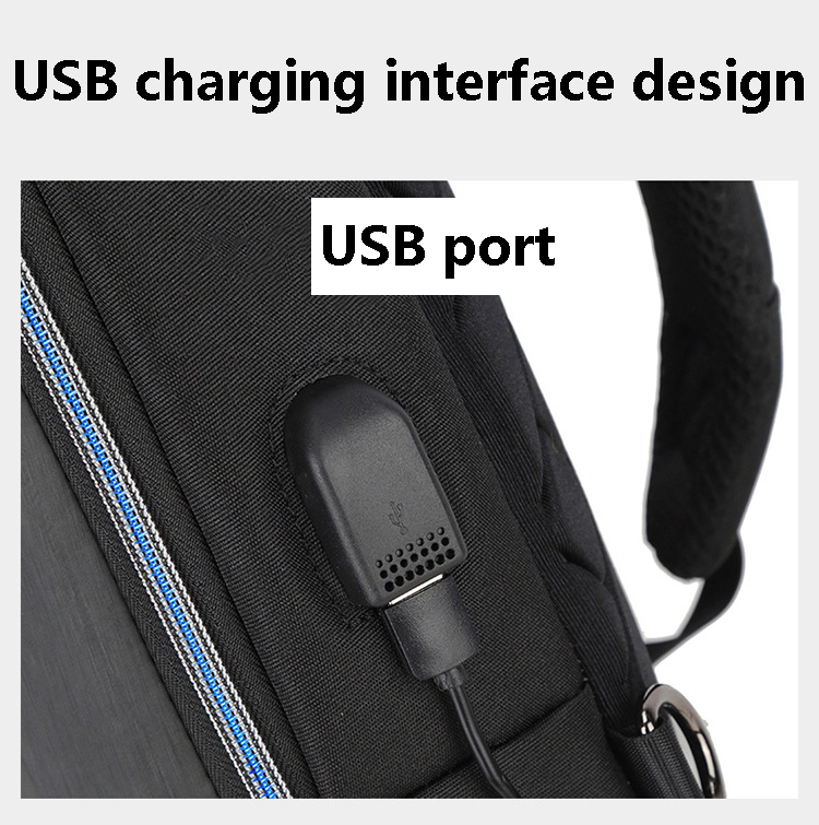 SUUTOOP Men Multifunction PVC Anti-theft Shoulder Bag USB Crossbody Bag Travel Sling Bag Pack Messenger Pack Chest Bag for Male