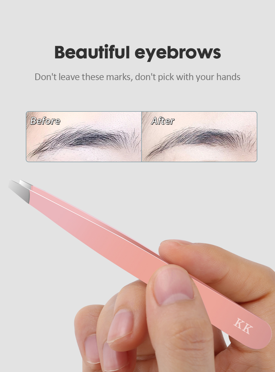 KK Eyebrow Tweezer Colorful Hair Beauty Fine Hairs Puller Stainless Steel Makeup Tools Slanted Eye Brow Clips Removal Tools Care