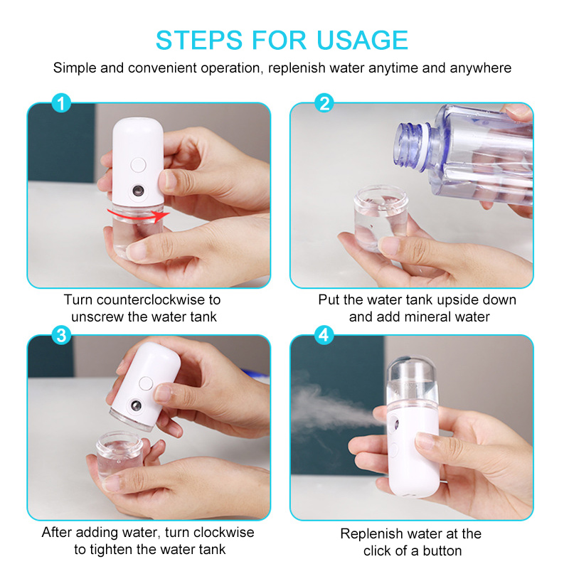 Nano Mist Facial Sprayer Beauty Instrument USB Humidifier Rechargeable Nebulizer Face Steamer Moisturizing Beauty