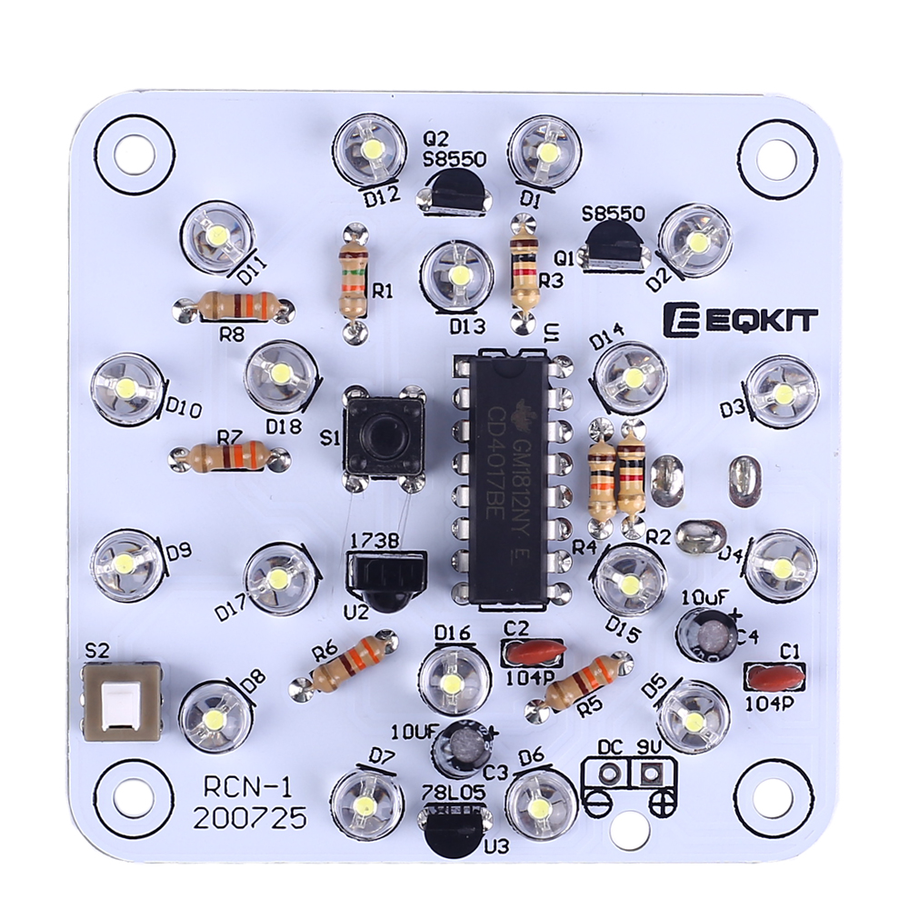 Night Light DIY Kit DC 9-12V Infrared Remote Control Lamp White LED Light Dual Gears Brightness Adjustable Nightlight Electronic