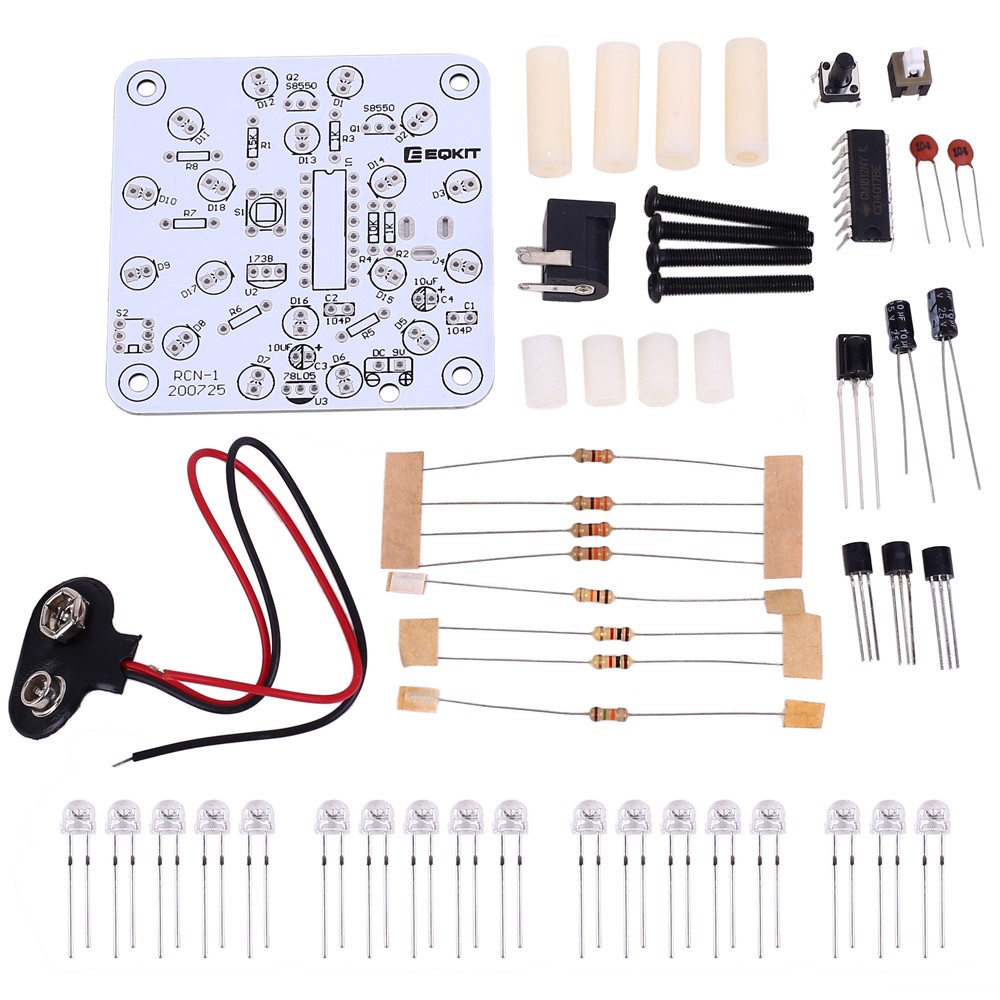 Night Light DIY Kit DC 9-12V Infrared Remote Control Lamp White LED Light Dual Gears Brightness Adjustable Nightlight Electronic