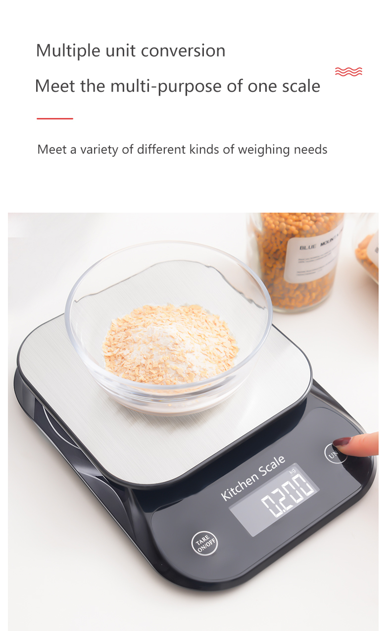 10kg kitchen scale digital scale electronic scale 5kg/0.1g food baking weighing scale stainless steel commercial platform scale