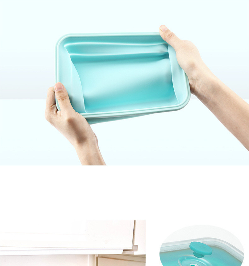 4Sizes Silicone Collapsible Lunch Box Food Storage Container Colorful Microwavable Portable Picnic Camping Rectangle Outdoor Box