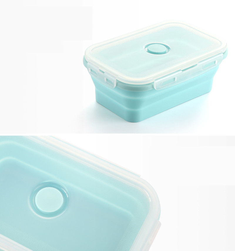 4Sizes Silicone Collapsible Lunch Box Food Storage Container Colorful Microwavable Portable Picnic Camping Rectangle Outdoor Box