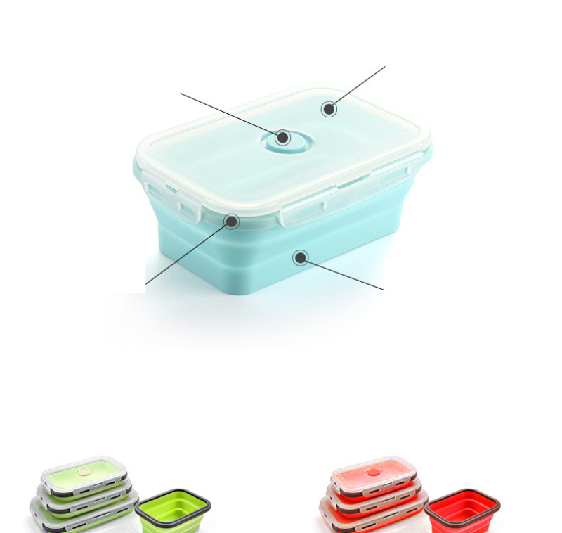 4Sizes Silicone Collapsible Lunch Box Food Storage Container Colorful Microwavable Portable Picnic Camping Rectangle Outdoor Box