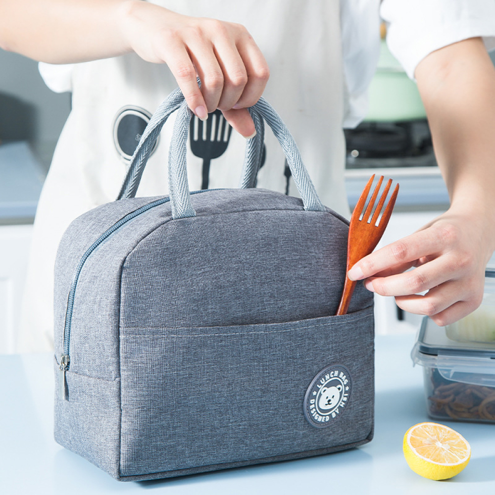 Portable Lunch Bag Lunch Box Thermal Insulated Canvas Tote Pouch Kids School Bento Portable Dinner Container Picnic Food Storage