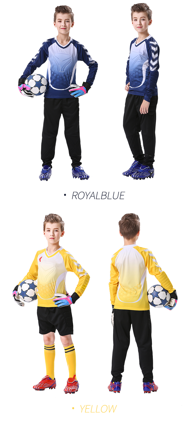 Kids Soccer Goalkeeper Jersey Custom Children's Football Goalkeeper Uniform Soccer Training Outdoor Long Sleeves Shirts For Boys