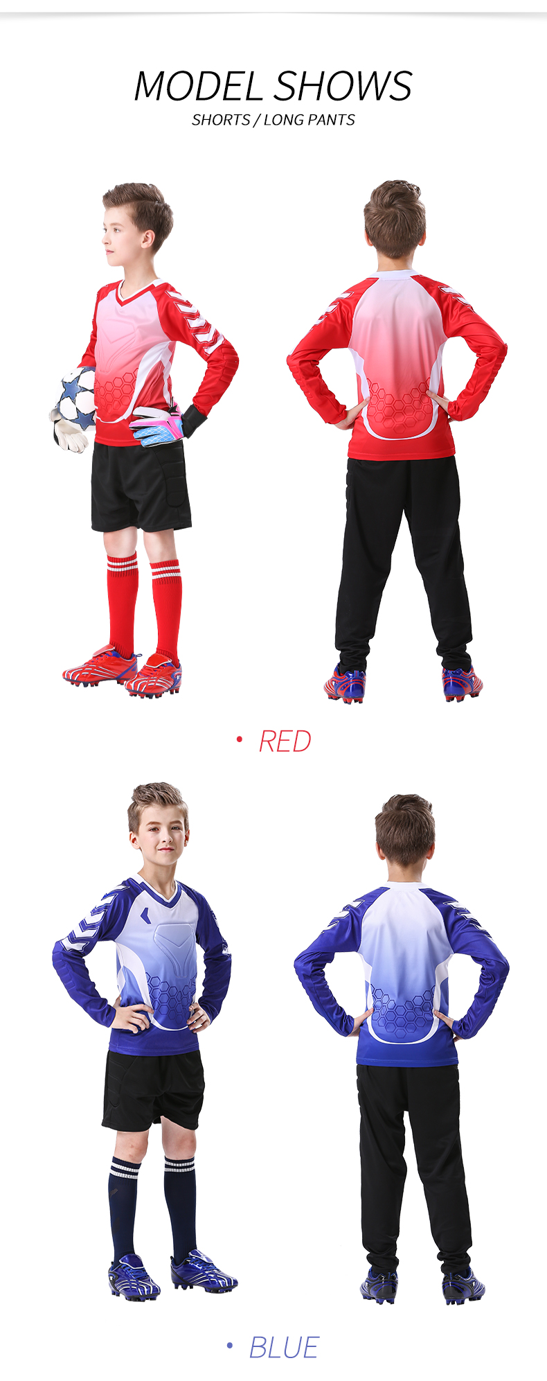 Kids Soccer Goalkeeper Jersey Custom Children's Football Goalkeeper Uniform Soccer Training Outdoor Long Sleeves Shirts For Boys