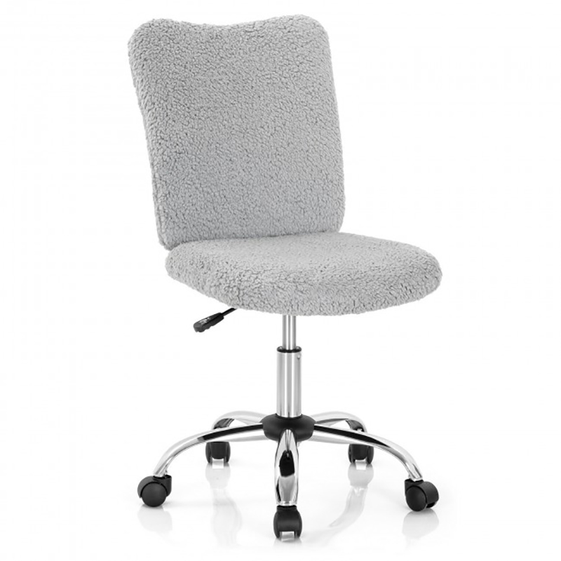 Armless Faux Fur Leisure Office Chair with Adjustable Swivel Chair Bedroom Office Furniture