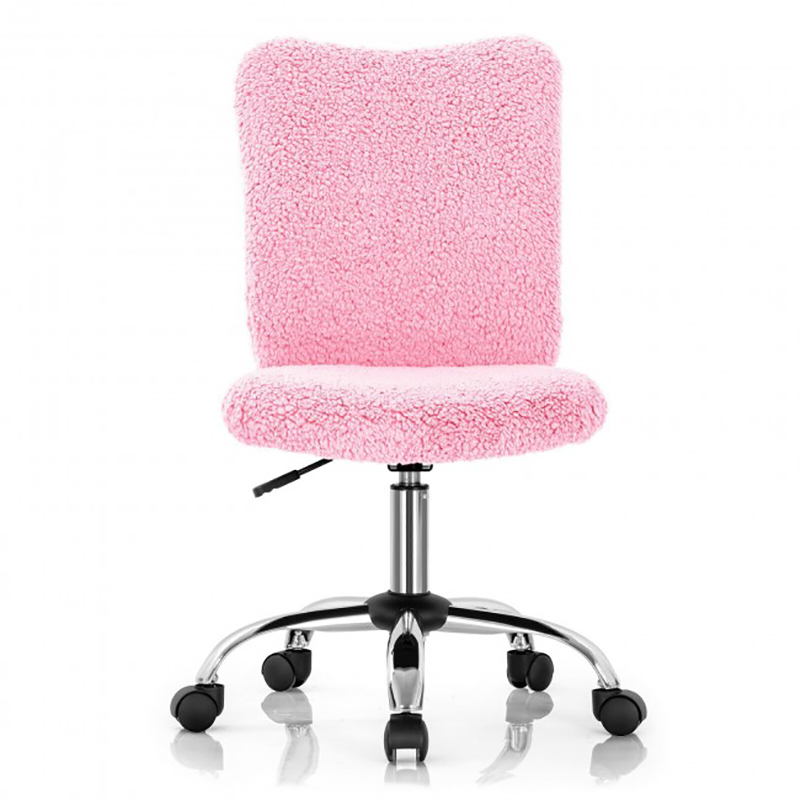 Armless Faux Fur Leisure Office Chair with Adjustable Swivel Chair Bedroom Office Furniture