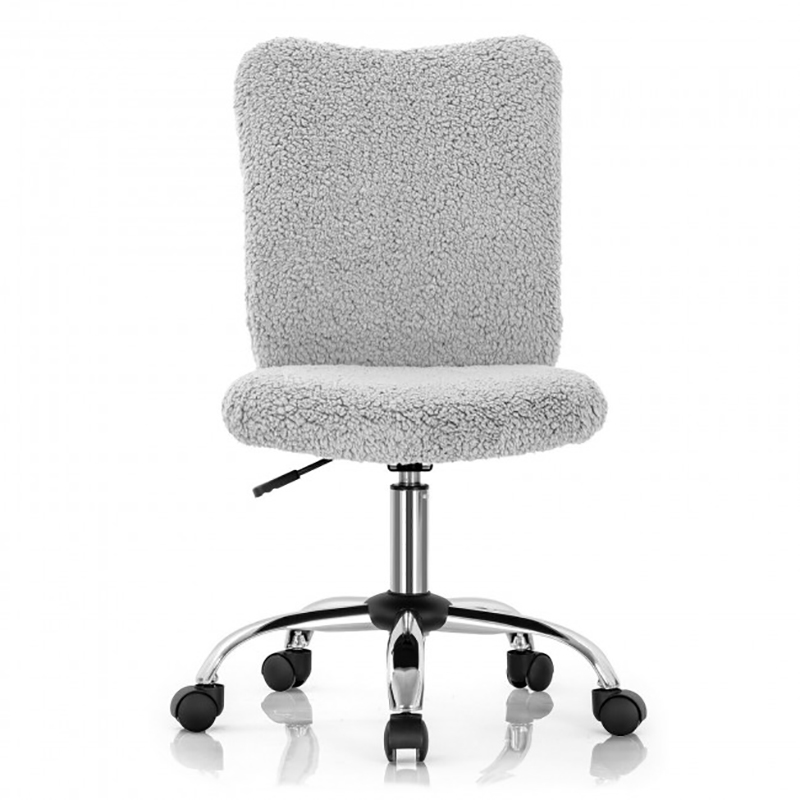 Armless Faux Fur Leisure Office Chair with Adjustable Swivel Chair Bedroom Office Furniture