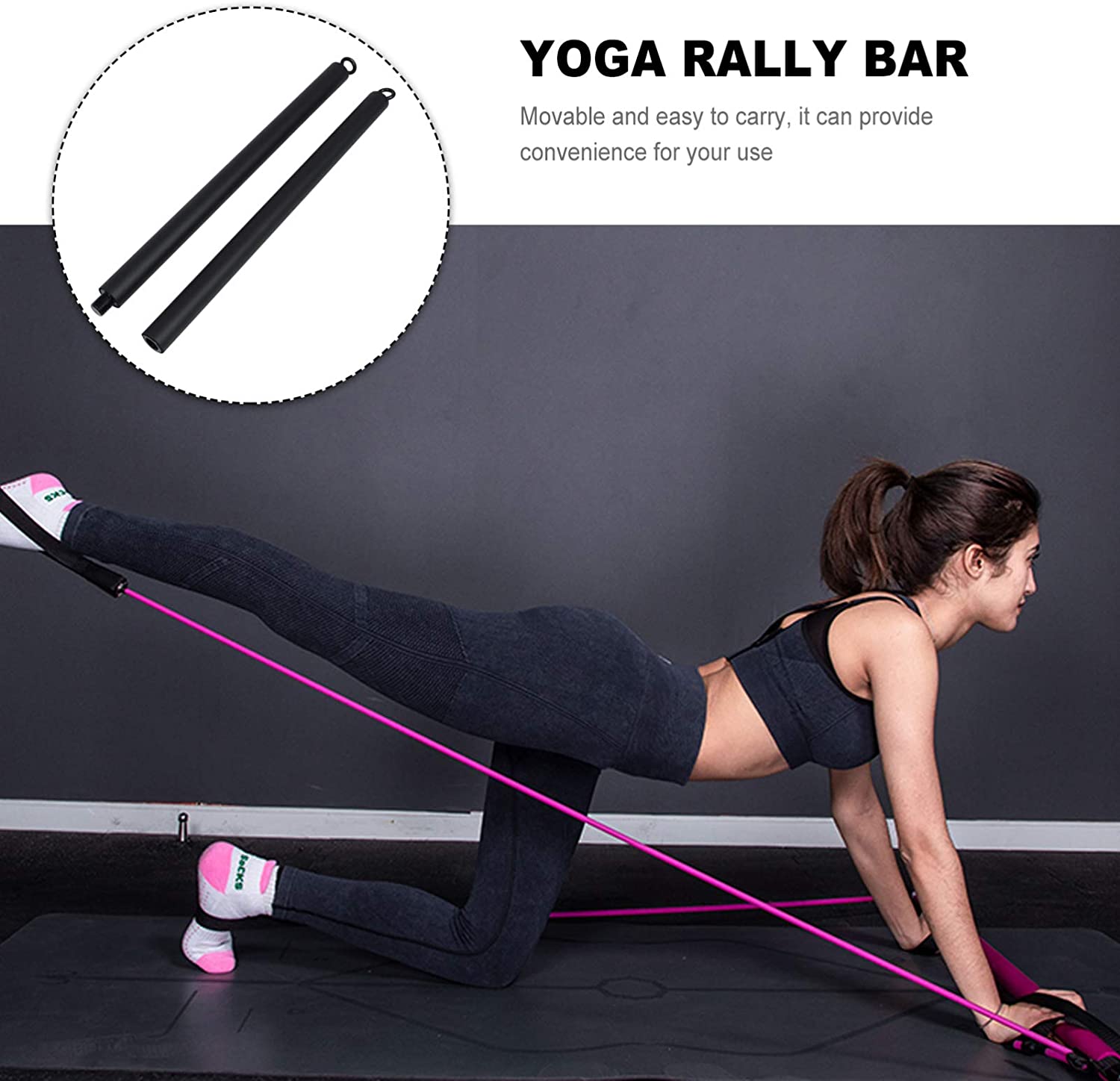 Fitness Bar and Fitness Resistance Band Pull Rope Yoga Elastic Band Upgrade Training Belt Set Pilates Fitness Equipment Home