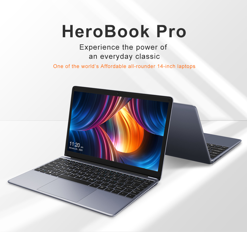 CHUWI HeroBook Pro 14.1" FHD Screen Intel Celeron N4000 Dual Core UHD Graphics 600 GPU 8GB RAM 256GB SSD Windows 10 Laptop