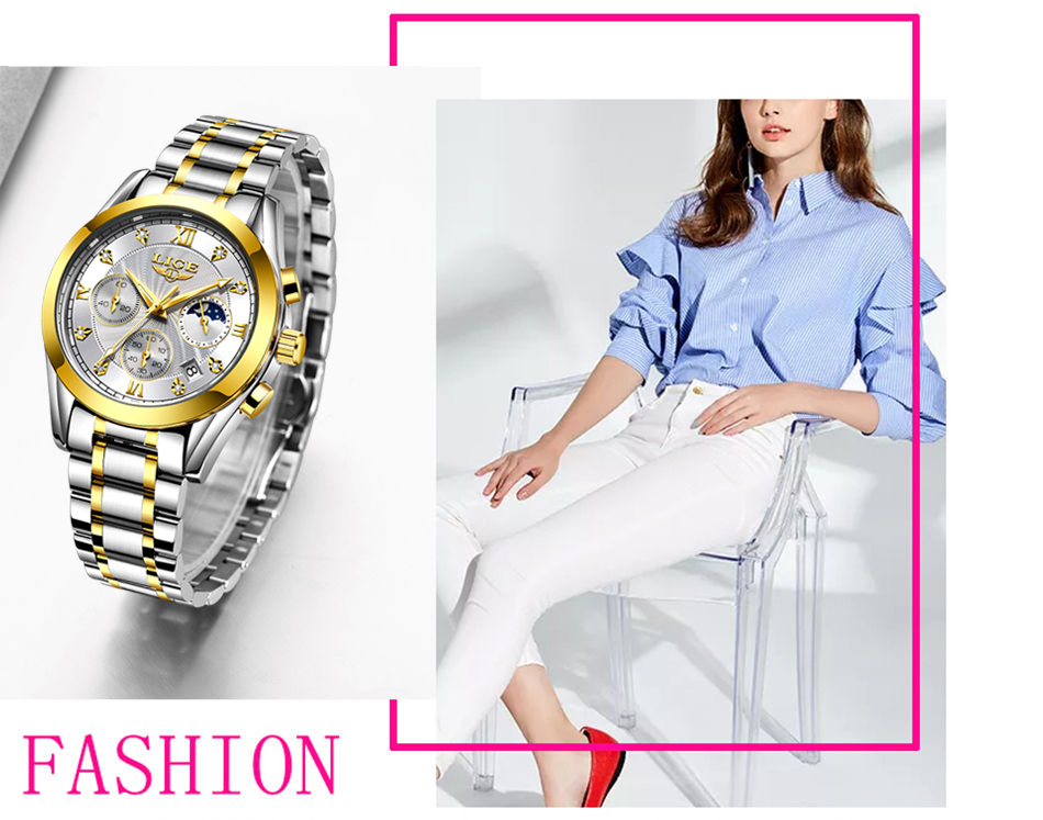 LIGE 2021 New Gold Watch Women Watches Ladies Creative Steel Women's Bracelet Watches Female Waterproof Clock Relogio Feminino