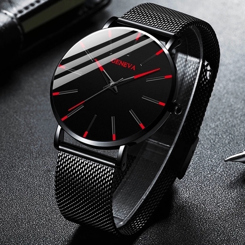 2022 Minimalist Men's Fashion Ultra Thin Watches Simple Men Business Stainless Steel Mesh Belt Quartz Watch relogio masculino