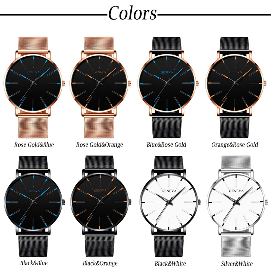 2022 Minimalist Men's Fashion Ultra Thin Watches Simple Men Business Stainless Steel Mesh Belt Quartz Watch relogio masculino