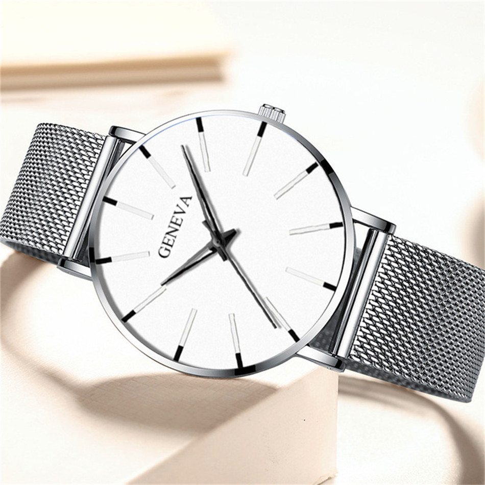 2022 Minimalist Men's Fashion Ultra Thin Watches Simple Men Business Stainless Steel Mesh Belt Quartz Watch relogio masculino