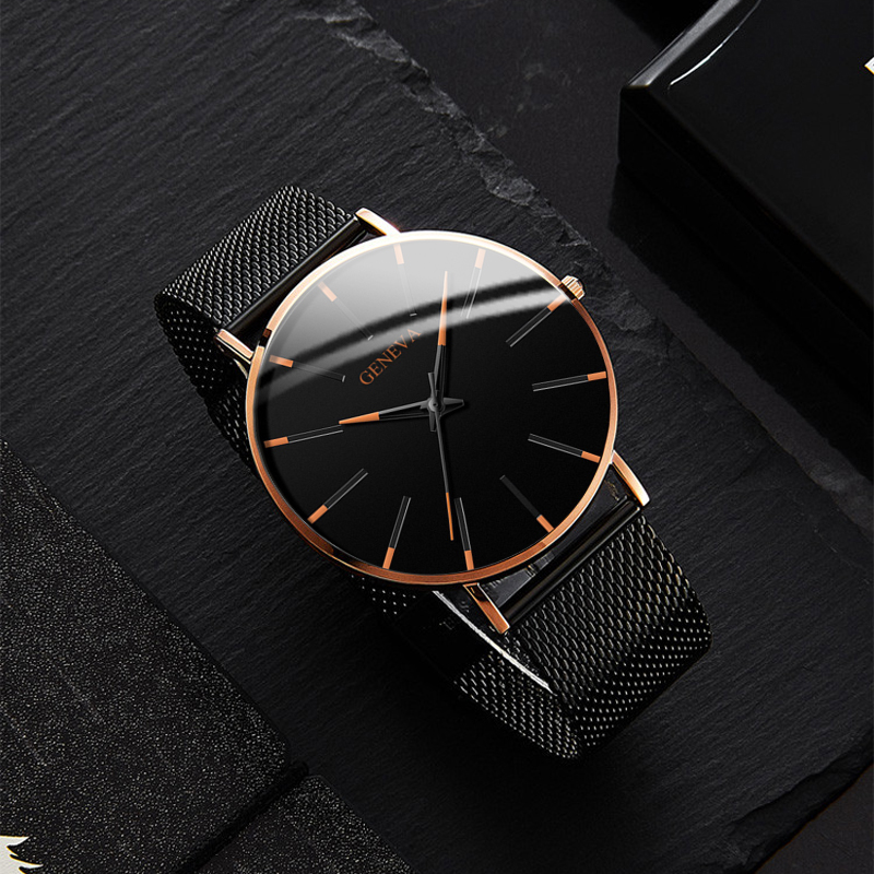 2022 Minimalist Men's Fashion Ultra Thin Watches Simple Men Business Stainless Steel Mesh Belt Quartz Watch relogio masculino