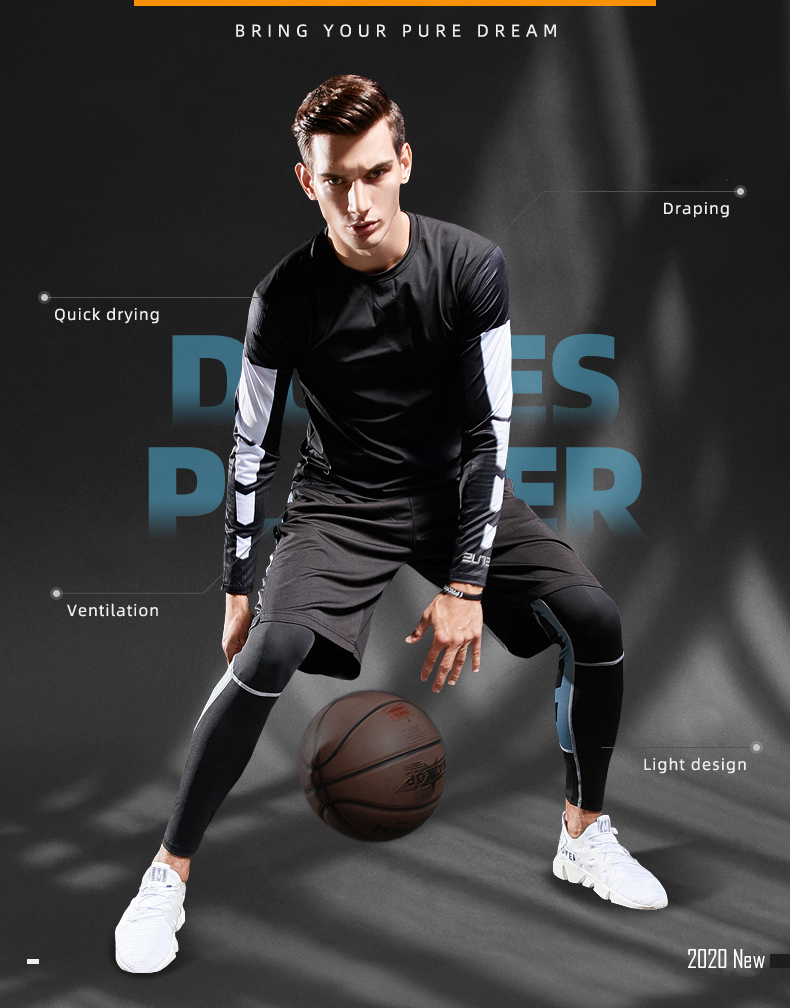 Dry Fit Men's Training Sportswear Set Gym Fitness Compression Sport Suit Jogging Tight Sports Wear Clothes 4XL5XL Oversized Male