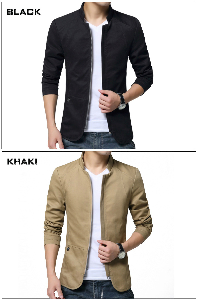 Mens Jacket Fashion Standing Collar Jacket Coats Men Slim Fit Business Casual Male Jackets Men Clothing Plus Size M-5XL Solid