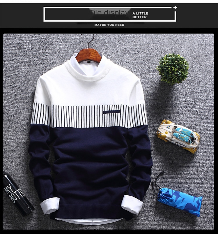 New Autunm Pullovers Men Fashion Strip Causal Knitted Sweaters Pullovers Mens Slim Fit O Neck Knitwear Mens Brand Clothing 2021