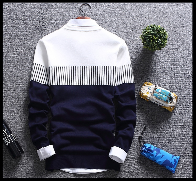 New Autunm Pullovers Men Fashion Strip Causal Knitted Sweaters Pullovers Mens Slim Fit O Neck Knitwear Mens Brand Clothing 2021