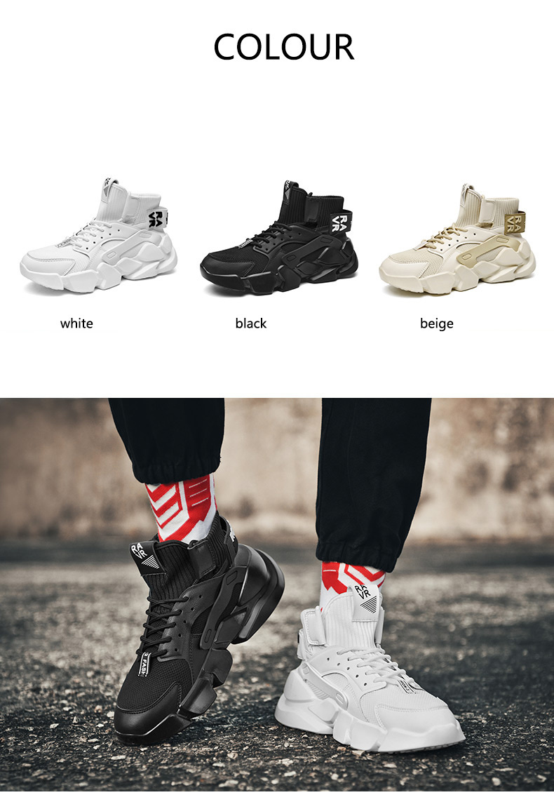 2021 Autumn New High-top Beige Men's Sneakers Chunky Men Shoes Heighten Fashion Casual Plus Size Zapatillas Damping Tennis Shoes