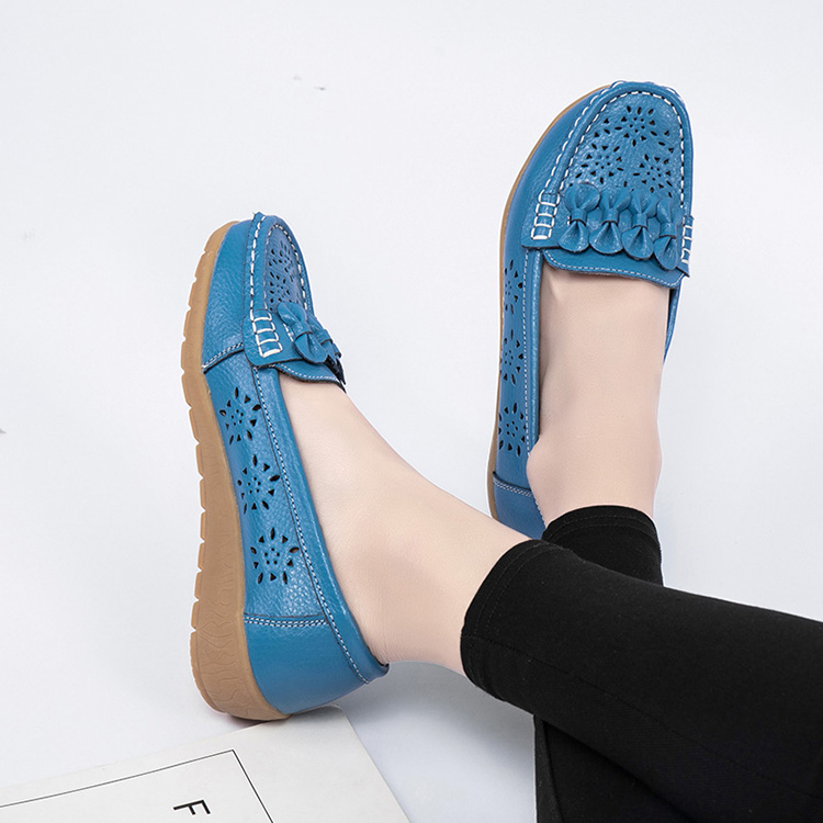 2022 Women Flats Wedge Heel Woman Loafers Genuine Leather Female Shoes Moccasins Slip On Ballet Bowtie Women's Shoe Size 35-44