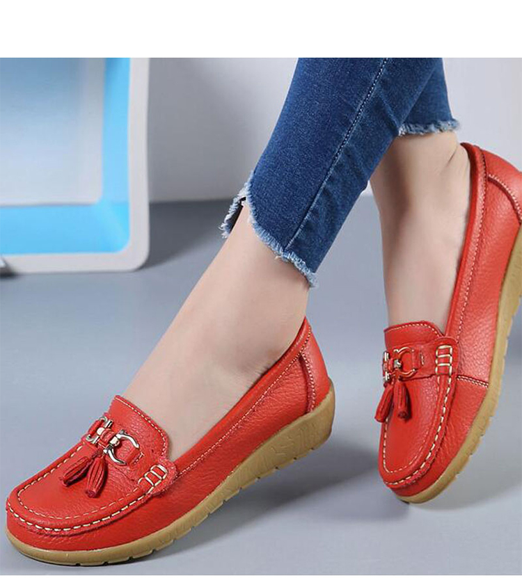 Women Flats Ballet Shoes Cut Out Leather Breathable Moccasins Women Boat Shoes Ballerina Ladies Casual Shoes