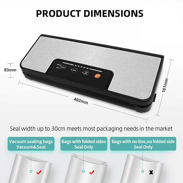 YUMYTH Household Vacuum Sealer Machine With Vacuum Bags Roll Sous Vide Vacuum Packing Machine For Food Storage T285