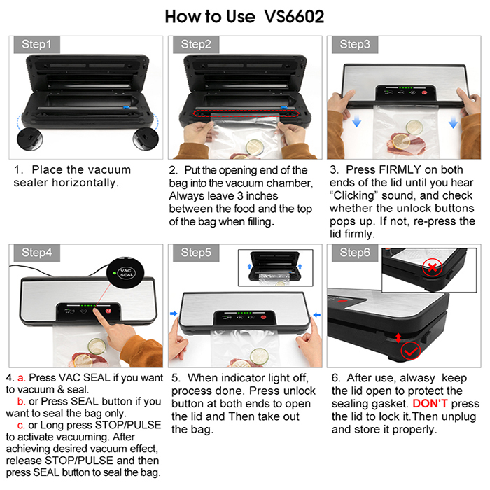 YUMYTH Household Vacuum Sealer Machine With Vacuum Bags Roll Sous Vide Vacuum Packing Machine For Food Storage T285