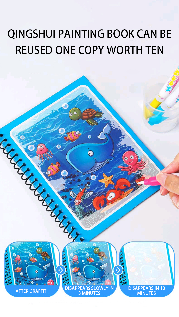 1pcs Magical Book Water Drawing Montessori Toys Reusable Coloring Book Magic Water Drawing Book Sensory Early Education Toys