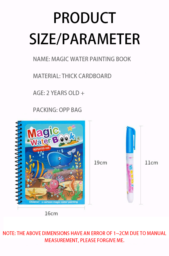 1pcs Magical Book Water Drawing Montessori Toys Reusable Coloring Book Magic Water Drawing Book Sensory Early Education Toys