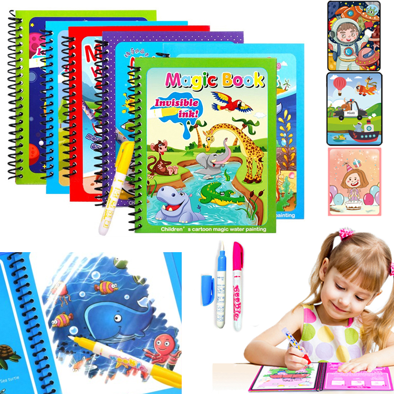 Magic Water Book Drawing Toys For Kids 2 to 4 Years Old Montessori Toys Drawing Book With Painting Pen Baby Toys 2 Year Old