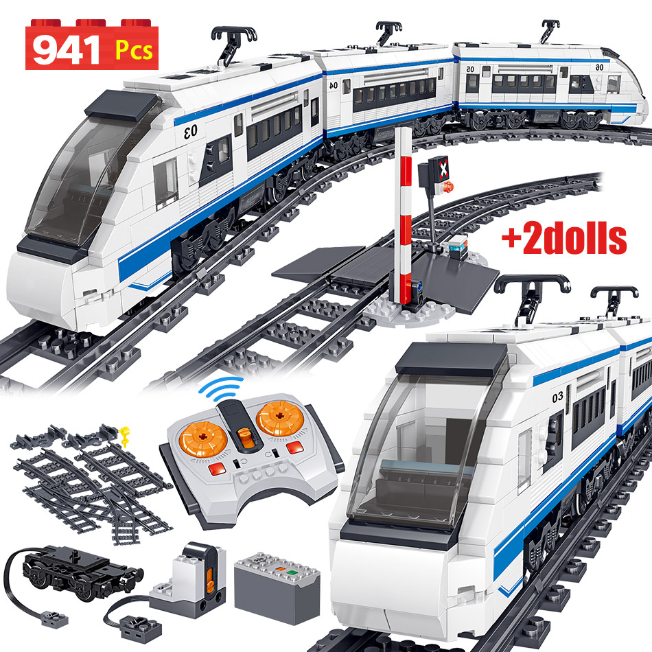 941pcs City Electric Harmony Rail Remote Control Building Blocks Train Track RC Car Brick Toy for Boy