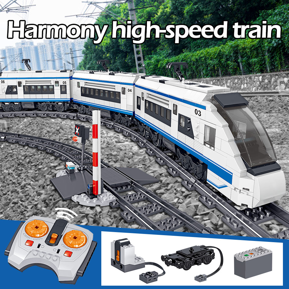 941pcs City Electric Harmony Rail Remote Control Building Blocks Train Track RC Car Brick Toy for Boy