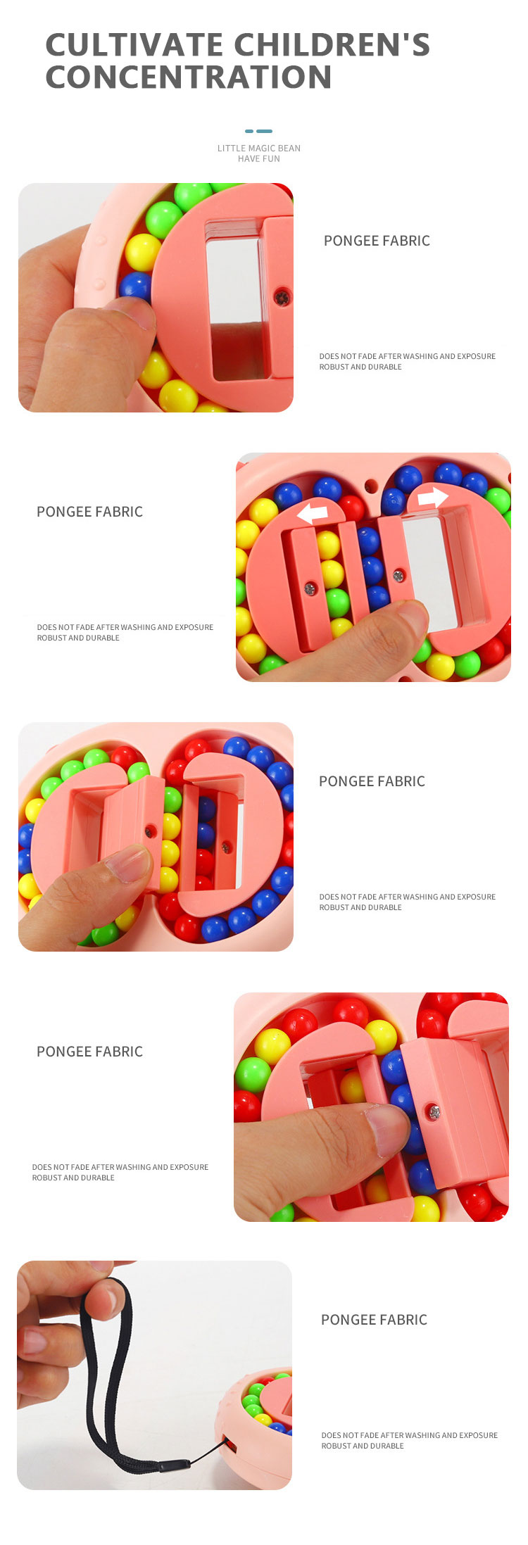 Rotating Magic Beans Cube Fingertip Fidgeted Toys Kids Adults Stress Relief Spin Bead Puzzles Children Education Intelligence