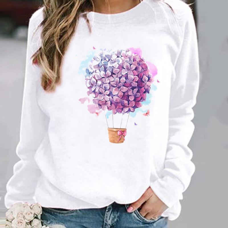 Pullovers Flower Butterfly Lovely Womens Clothing Ladies Spring Autumn Winter Hoodies Woman Female O-neck Casual Sweatshirts