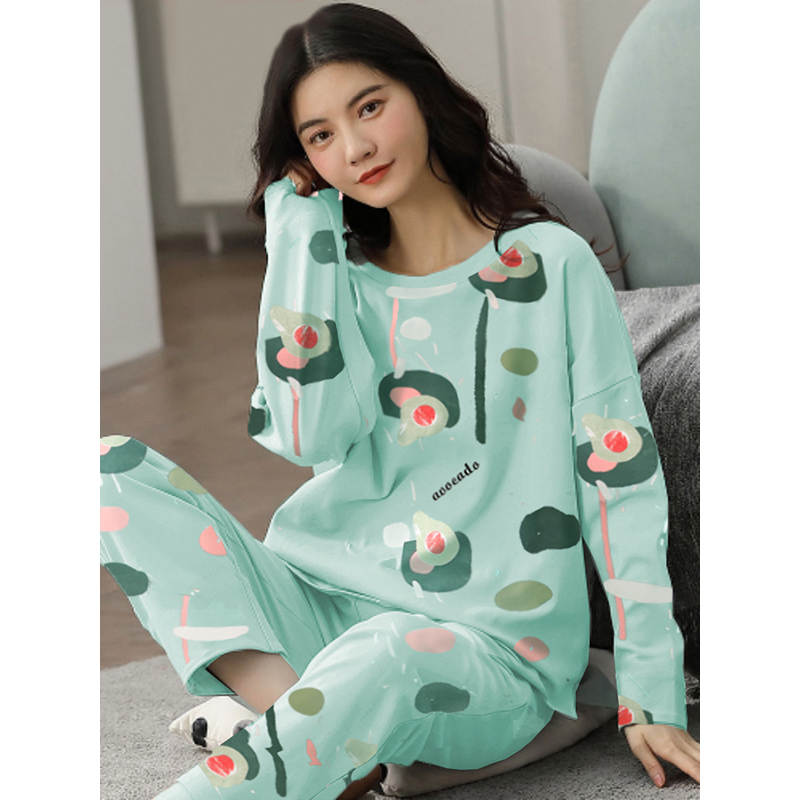 Big Size 5XL sleepwear for women autumn winter new long sleeve pijamas fashion chic round neck girls pajamas kawaii pjs for lady