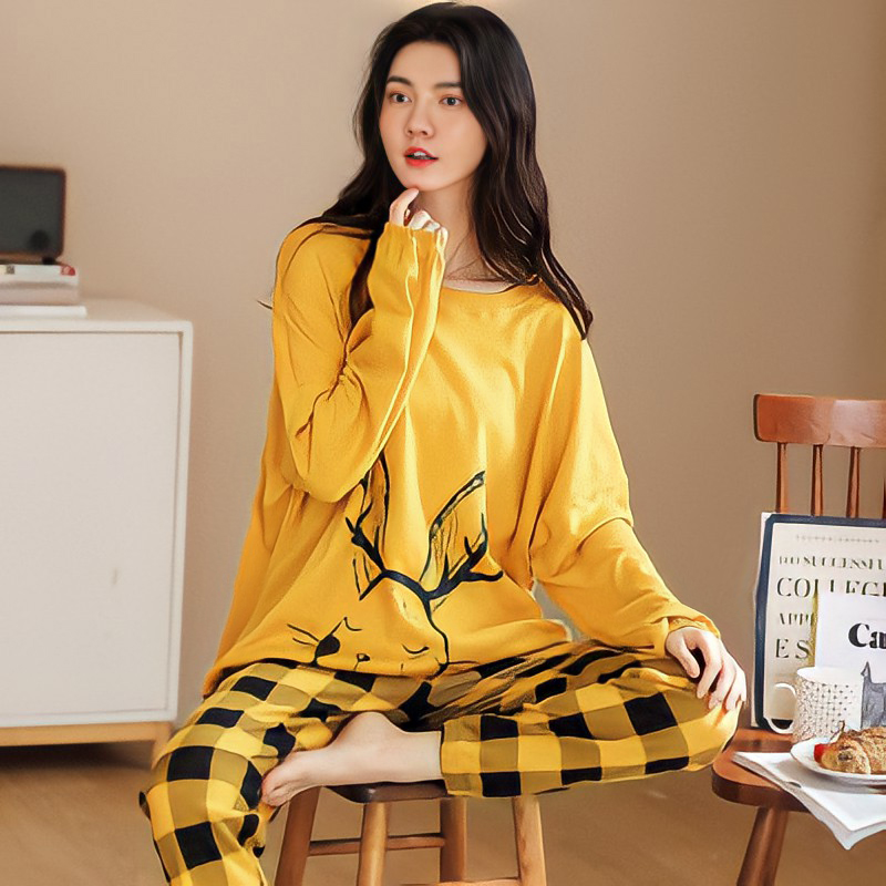 Big Size 5XL sleepwear for women autumn winter new long sleeve pijamas fashion chic round neck girls pajamas kawaii pjs for lady