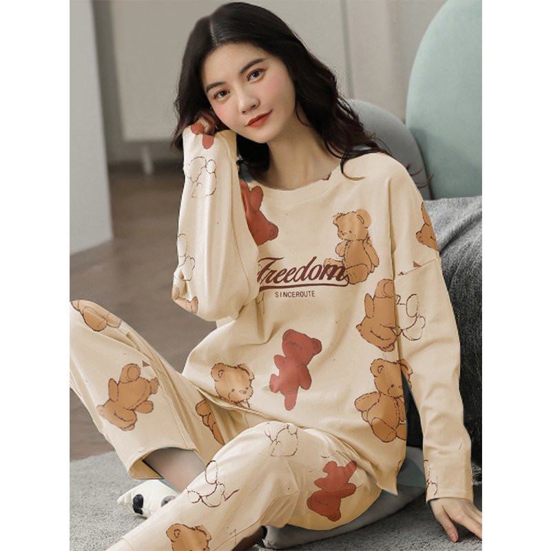 Big Size 5XL sleepwear for women autumn winter new long sleeve pijamas fashion chic round neck girls pajamas kawaii pjs for lady