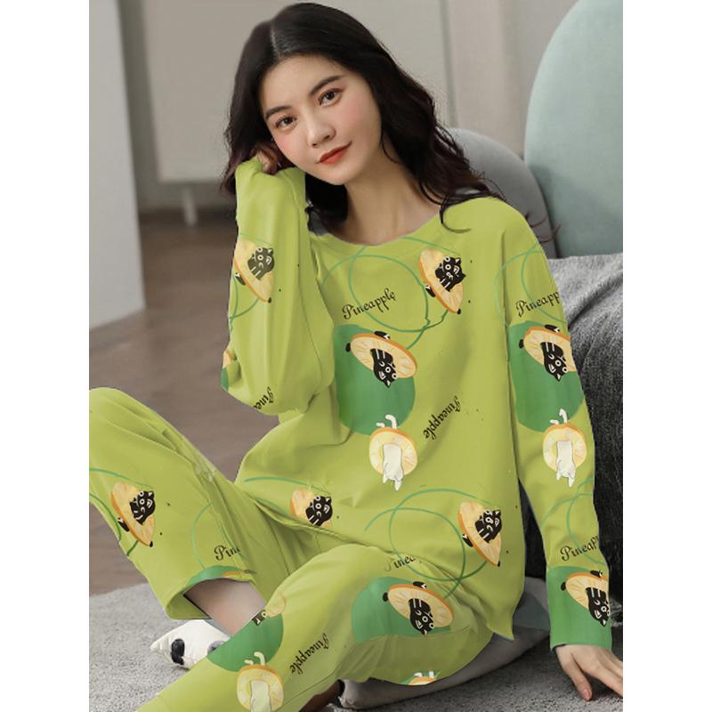 Big Size 5XL sleepwear for women autumn winter new long sleeve pijamas fashion chic round neck girls pajamas kawaii pjs for lady