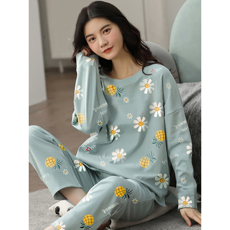 Big Size 5XL sleepwear for women autumn winter new long sleeve pijamas fashion chic round neck girls pajamas kawaii pjs for lady