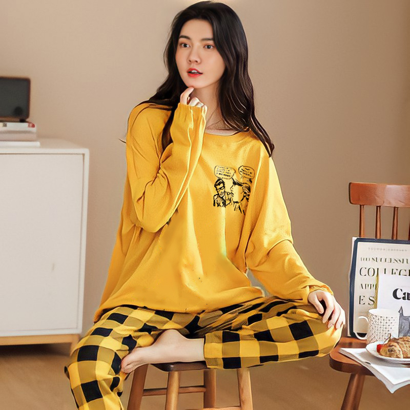 Big Size 5XL sleepwear for women autumn winter new long sleeve pijamas fashion chic round neck girls pajamas kawaii pjs for lady