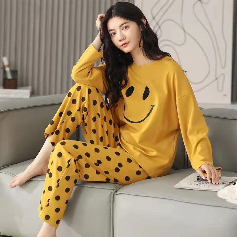 Big Size 5XL sleepwear for women autumn winter new long sleeve pijamas fashion chic round neck girls pajamas kawaii pjs for lady