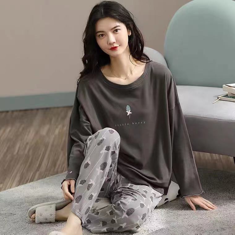 Big Size 5XL sleepwear for women autumn winter new long sleeve pijamas fashion chic round neck girls pajamas kawaii pjs for lady