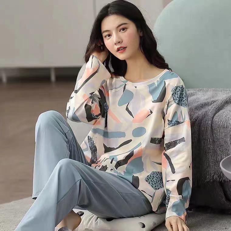 Big Size 5XL sleepwear for women autumn winter new long sleeve pijamas fashion chic round neck girls pajamas kawaii pjs for lady