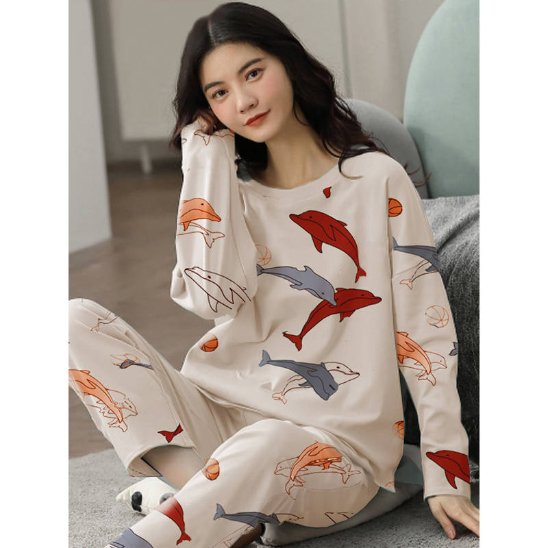 Big Size 5XL sleepwear for women autumn winter new long sleeve pijamas fashion chic round neck girls pajamas kawaii pjs for lady