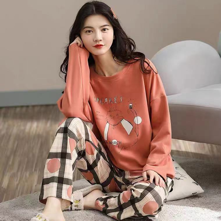 Big Size 5XL sleepwear for women autumn winter new long sleeve pijamas fashion chic round neck girls pajamas kawaii pjs for lady