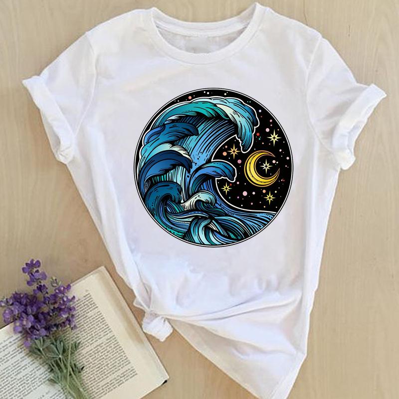 Women Print Tops Clothes Short Sleeve Tees Female Summer Beach Paw Cat Dog Love Fashion Lady Tshirt Regular Graphic T-Shirt